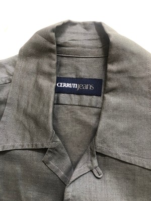 CERRUTI jeans original NEU Leinenhemd, Kurzarm Tannengrün sehr gute Verarbeitung
