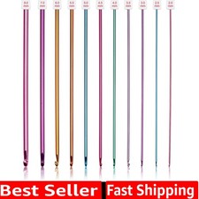 Long Crochet Hook Set, 11pcs Tunisian Multicolor Afghan Crochet Needles for C...