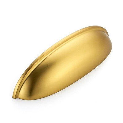10 Pack 5'' Brushed Brass Cup Drawer Pulls, Kitchen Cabinet Handles, 5 Inch (1...