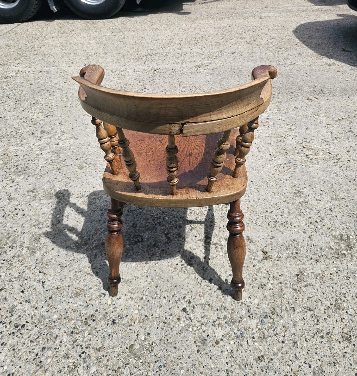 Vintage Wooden Captains Chair Spindle Back — image 5
