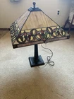 Tiffany Style Stained Glass Lamp Shade Candle Floral Design Vintage Lamp Working