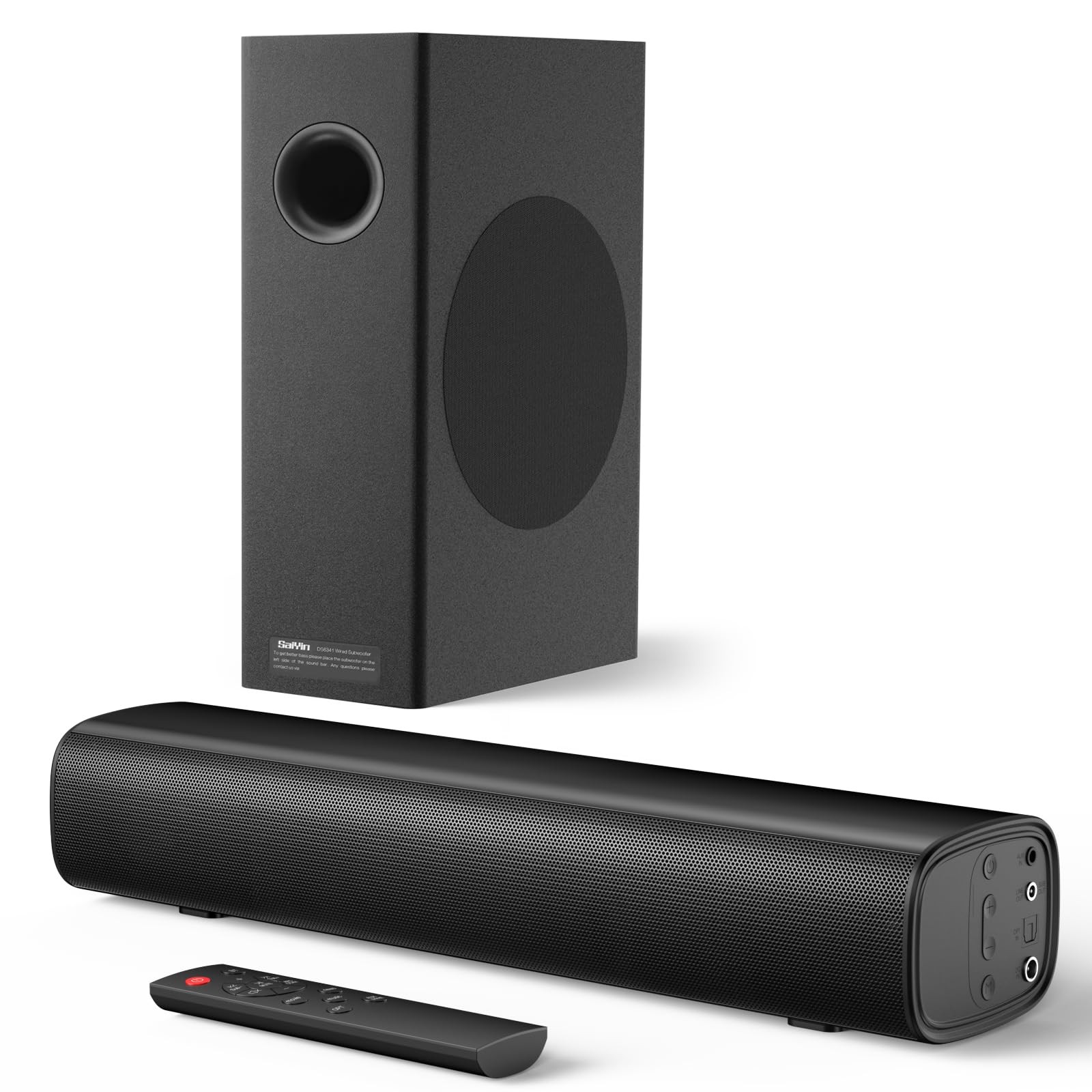 Soundbar with 4'' Subwoofers - 70W Rounded-Edge Subwoofer & 