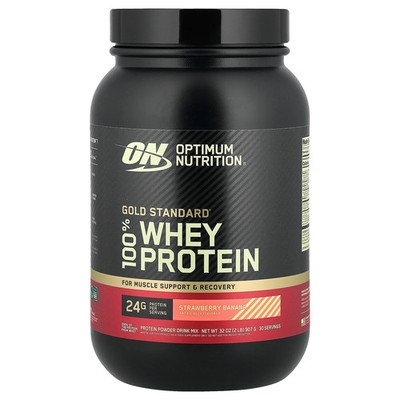 Gold Standard  100% Whey Protein, Strawberry Banana, 2 lb (907 g)