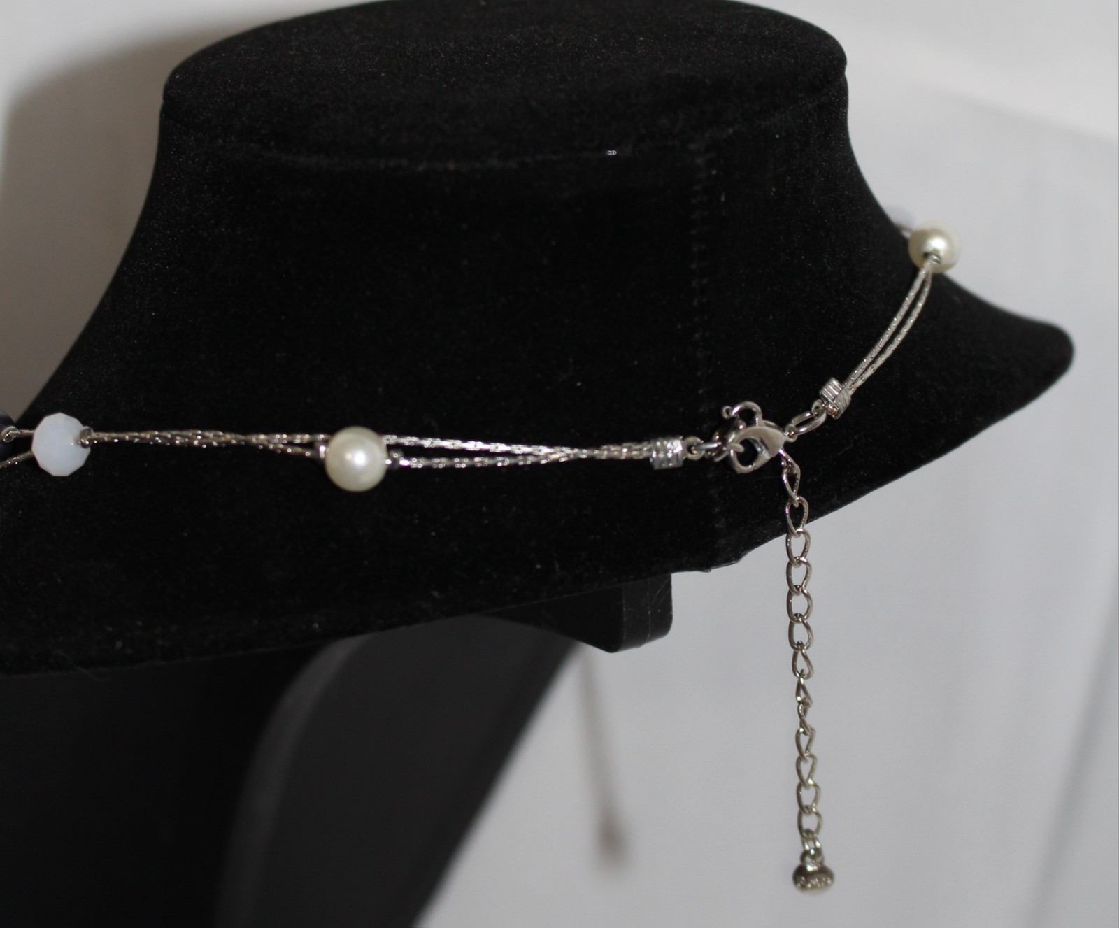 Estate Vintage Silvertone Double Strand Beaded Fa… - image 9