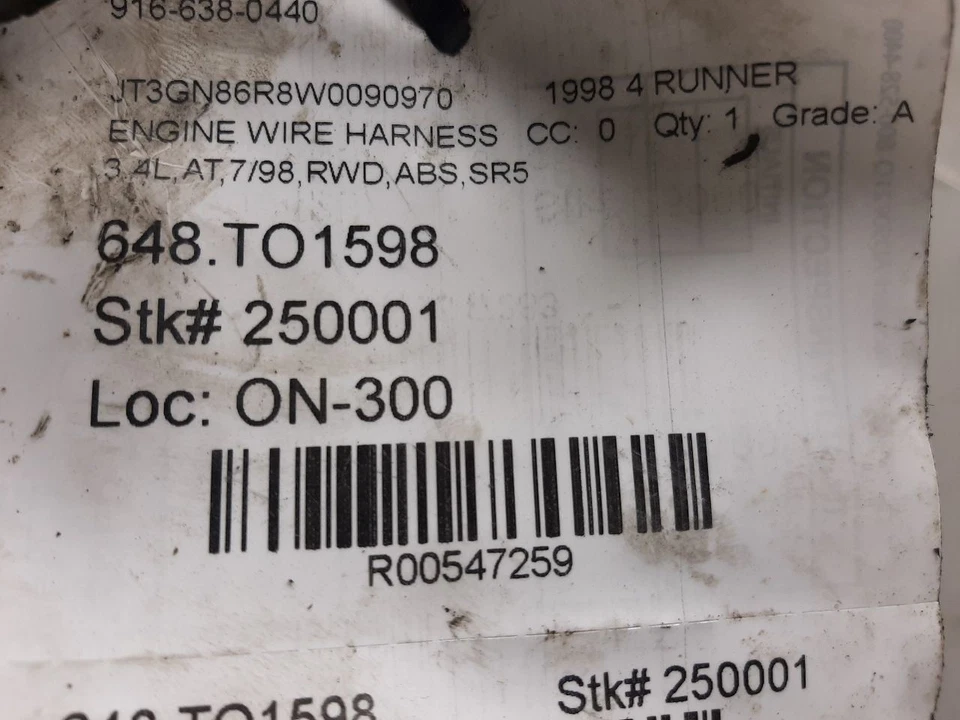 Toyota 4 Runner SR5 1998 3,4 L transmisión automática cable de motor Foto 4 de 4