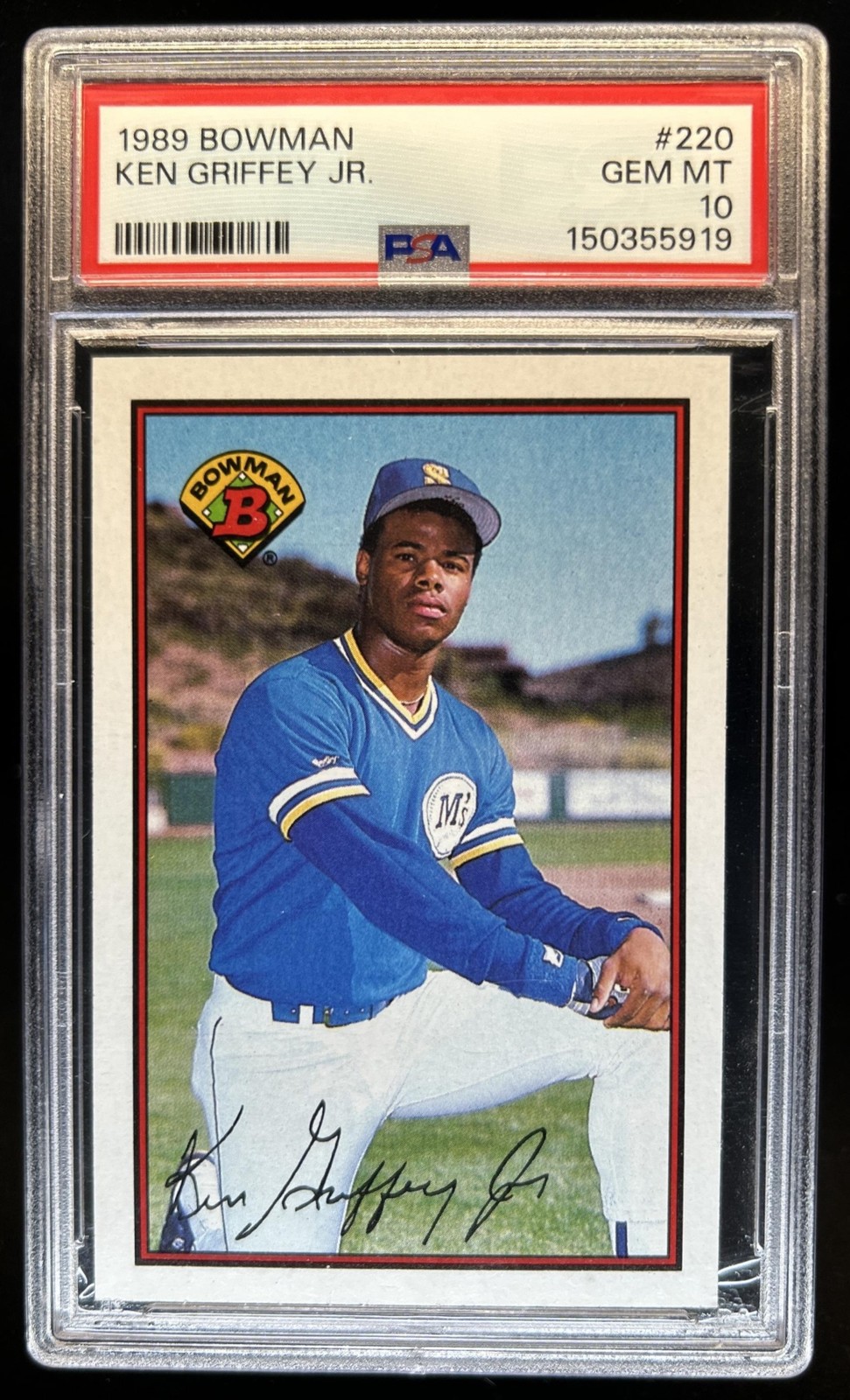 1989 Bowman Ken Griffey Jr. Rookie RC #220 Mariners PSA 10 GEM MINT view 1