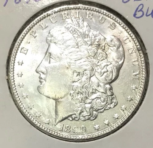 1890 US Morgan Silver Dollar $1 AU+.1d