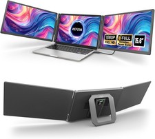 15.6" Laptop Screen Extender, Triple Monitor, 1080P FHD, Magnetic Power Bank