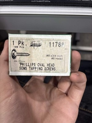 Auveco #8 × ¾ in Phillips Oval Head SEMS Tapping Screws (100 Pieces)  