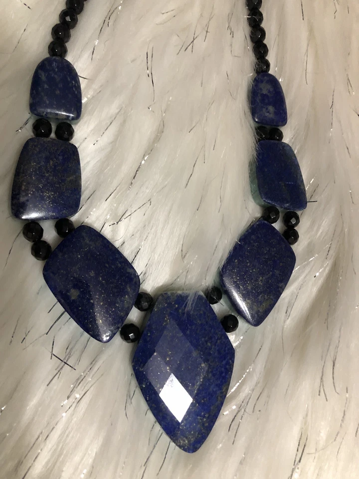 Jay King Black Chalcedony, Amazonite and Lapis Lazuli Reversible Necklace NEW - Image 3 of 4