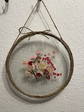 Glasbild, Fensterbild, mit Strohblumen