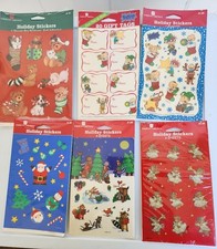 Lot of Vintage Christmas Sticker Sheets American Greetings Angel Bears Cat Dog