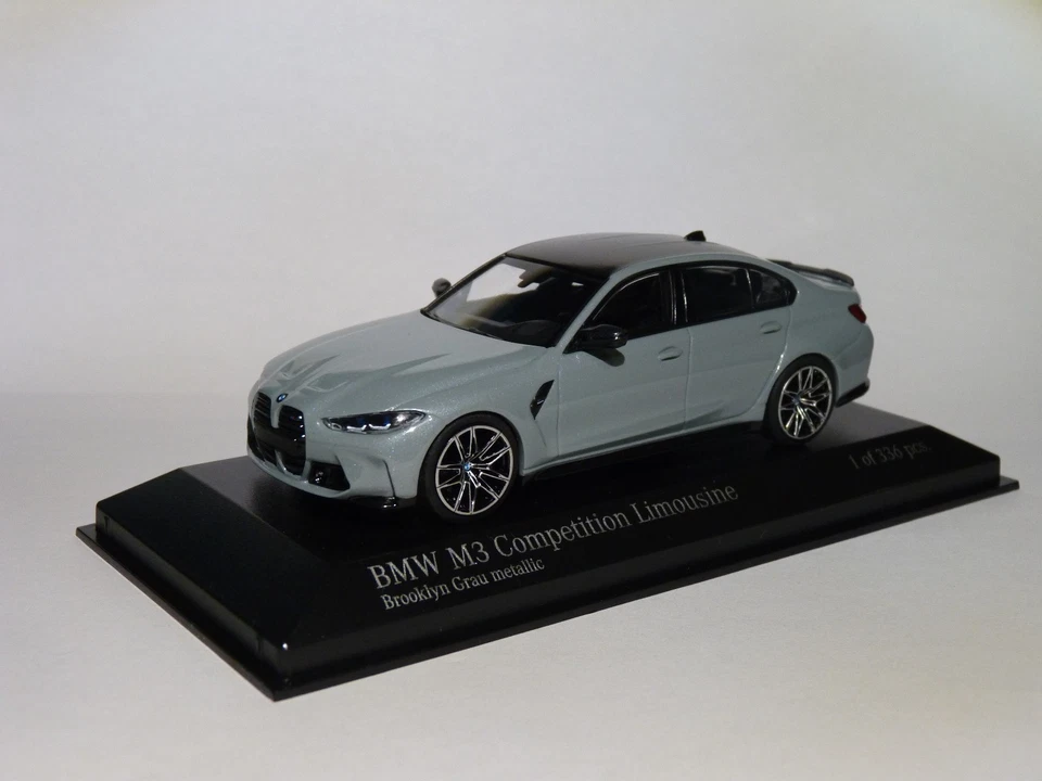 BMW M3 Competition G80 de 2020 gris Brooklyn au 1/43 de Minichamps 410020206 - Photo 2/4