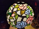 Lamp As Is* Tiffany Style 12"Glass Floral Dome Brass Floral Base 18" Tall. — photo 2