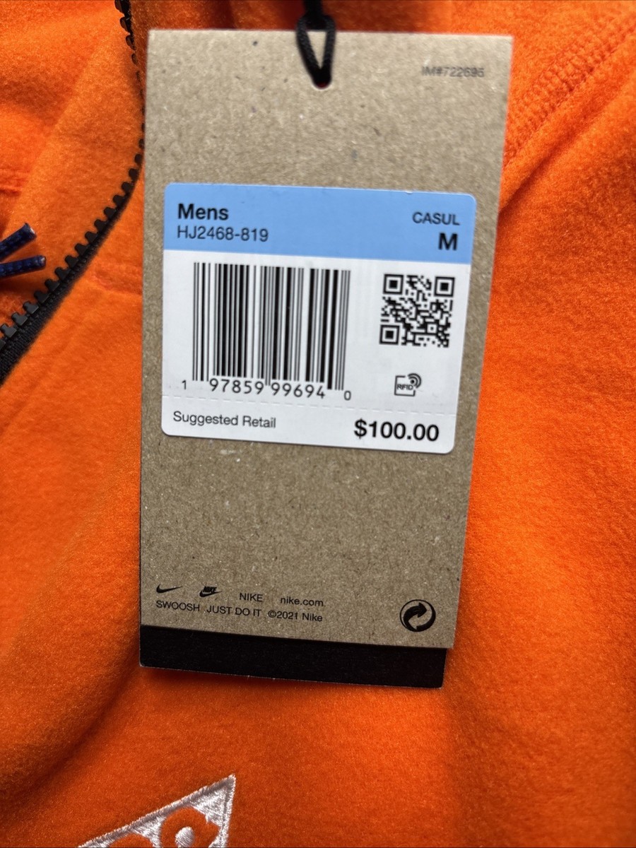 Nike ACG Wolf Tree Men's Vest Polartec Size Medium Orange/Black
