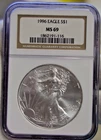1996 US Silver Eagle $1 NGC MS69 Key Date