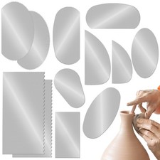 12 PCS Steel Pottery Tools Ribs Stainless Steel Serrated Scraper Cutter Clay ...