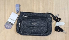 NWT Baggalini Original EveryDay Crossbody Bag Black Gray Print RFID Protection