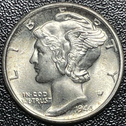 1944-S Mercury Dime GEM BU Uncirculated FB (Full Bands) - US Silver Coin