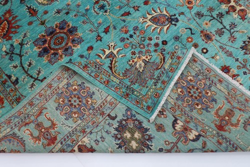 7x10 ft Oriental floral Area Rug Afghan Hand Knotted Veg dye Wool Tribal Rug - Picture 9 of 10