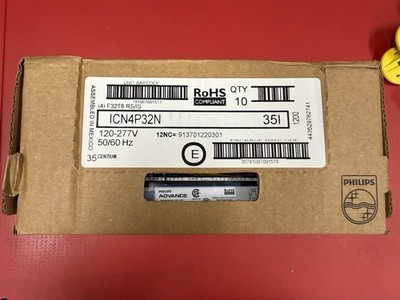 Box of 10 Philips Advance ICN-4P32-N Electronic Ballast NOS ICN4P32N