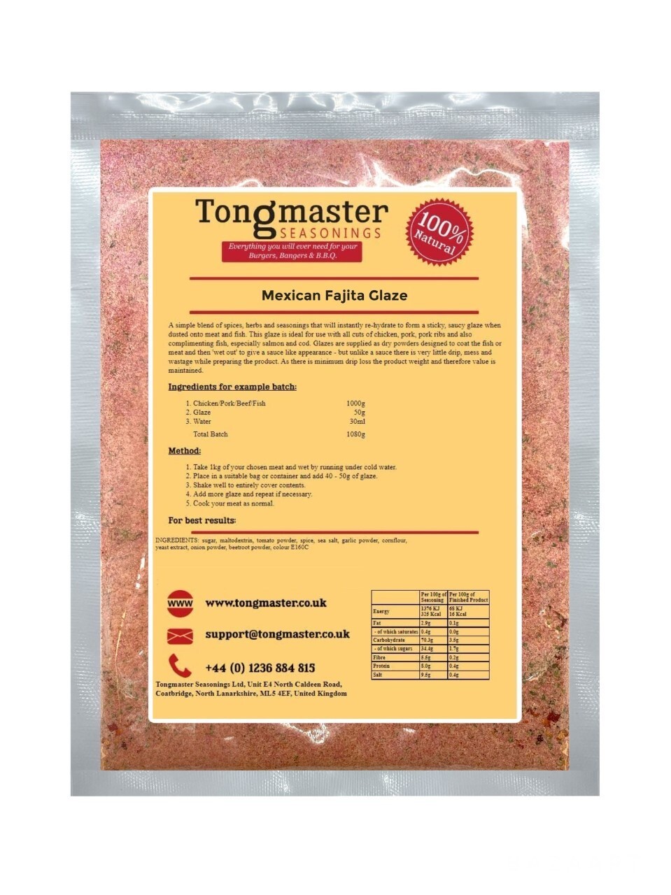 Mexican Fajita Glaze - Meat Rub - 400g (Gluten Free)