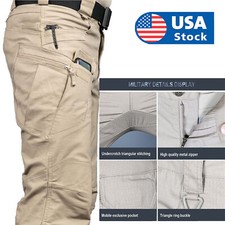 Mens Work Cargo Pants Tactical Combat Pants Outdoor Hiking Waterproof Trousers