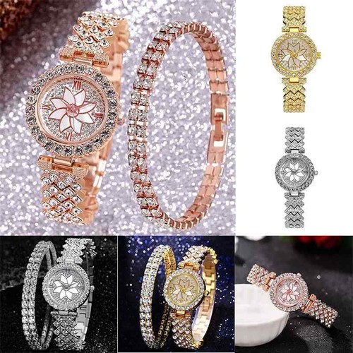 Ladies Wrist Watch Stainless Steel Box Watch & Bracelet Sets Women Gift Analogue - Picture 8 of 15