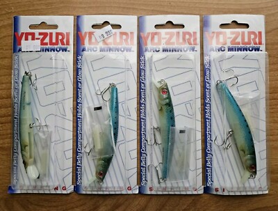(4) Yo-Zuri ARC MINNOW Sinking Jerkbaits, Lot of 4 NOS NIP Fishing Lures 