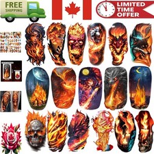 Unisex Temporary Tattoos in Flame Style - 77 Sheets for Creative Expression