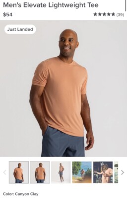 Free Fly Men's Elevate Lightweight Tee Canyon Clay Orange Size XL