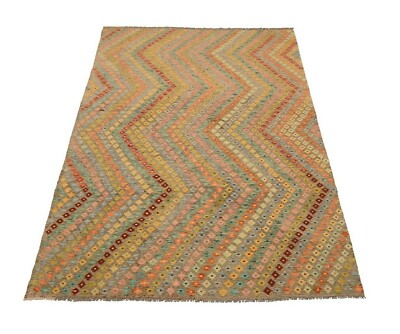 Afghan Kelim 303 x 200 cm Handgewebter Orient Kelim Neu Multicolor Pastelfarben