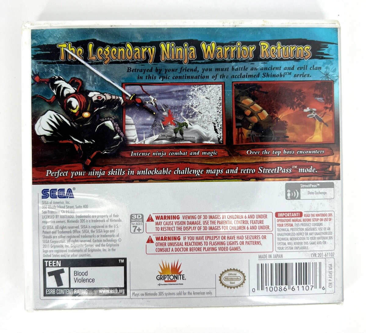 Shinobi Nintendo 3DS - Authentic - Complete / CIB - Tested & Works