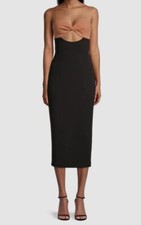  330 Misha Women's Black Antonella Two Tone Crepe Midi-Dress Size 10