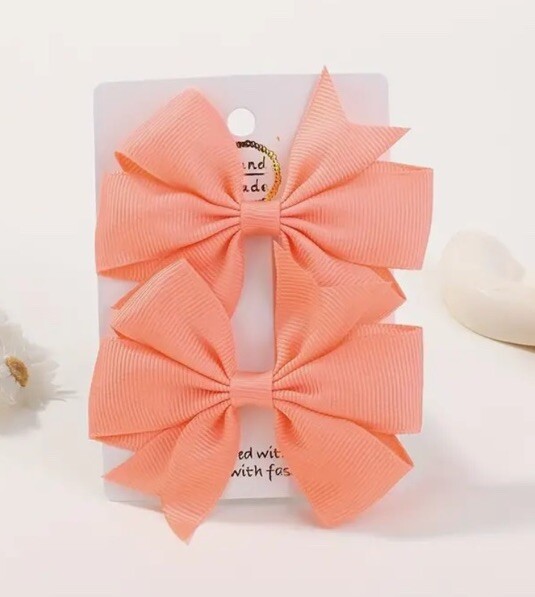 CHANEL Peach Ribbon Hair Bow/Barrette/Clip Set Amazon.com : 6Pcs Hair Bows for Women, Bow Hair Clips, Silky  main image 2