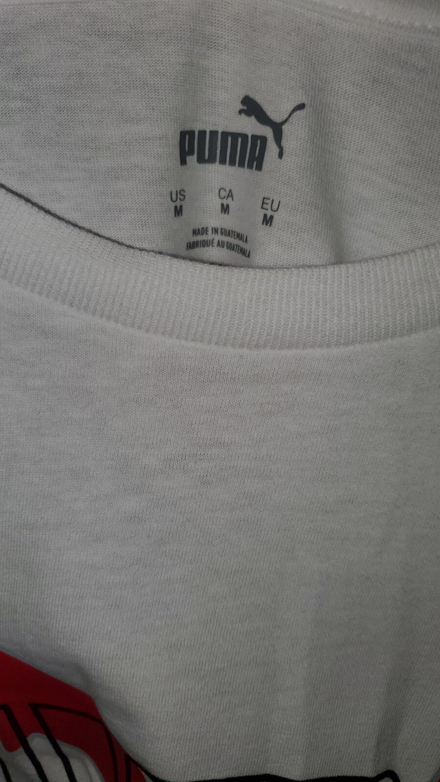 ALTRA T shirt da uomo collo Puma Crew manica corta bianco nero rosso logo M