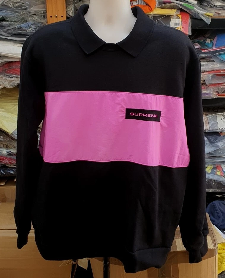 FW17 Supreme Polo Crewneck size XL black / pink sweatshirt Jumper