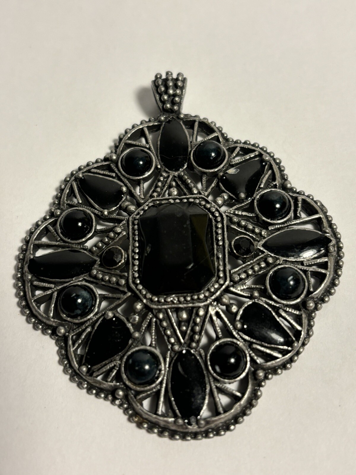 large gothic style statement black rhinestone pen… - image 1