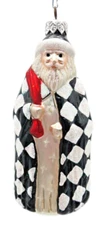Patricia Breen Saint Louis Santa Claus Black White Checkered Christmas Ornament