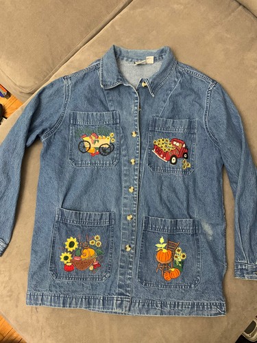 Vintage Take Two Denim Women's Shirt Pumpkin Fall Halloween Size Large |  eBay