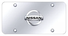 Nissan Logo 3D Chrome Finish on Stainless Steel License Plate Official Licensed