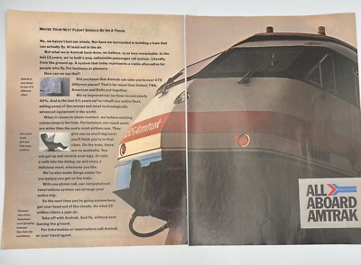 Amtrak Trains 1983 Vintage Printanzeige 16''x11'' nächster Flug sollte in einem Zug sein