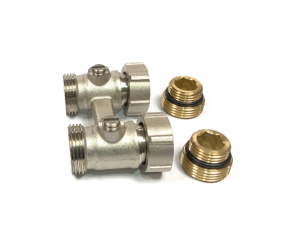 Hahnblock Durchgang Gerade 3/4" AG x 1/2" Eurokonus Heizkörper Anschluss - Bild 2 von 4