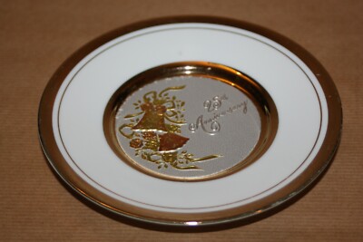 Chokin Art 24kt Gold 25th Anniversary Vintage Keramik Teller - 15 cm Durchmesser
