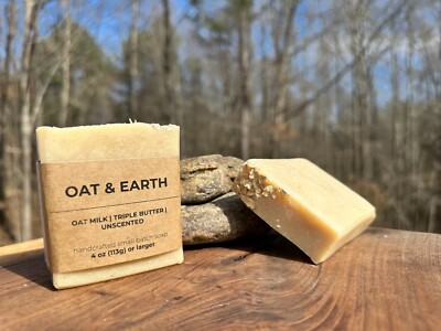 Handmade Soap Bar - Oat Milk - Natural, Cold Process, Uncented, Triple Butters