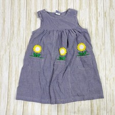 Vintage Samara Girls Size 6X Blue White Gingham Floral Embroidered Dress
