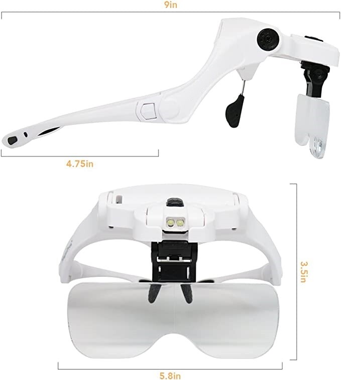 Gafas Lupa Manos Libres Con 3 Lentes (300%, 500%, 800%) - Protección Luz Azul Para Lectura, Costura Y Reparaciones