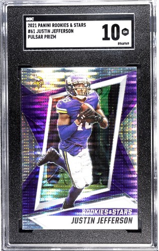 2021 ROOKIES & STARS PULSAR PRIZM #61 JUSTIN JEFFERSON SGC 10 Gem Mint