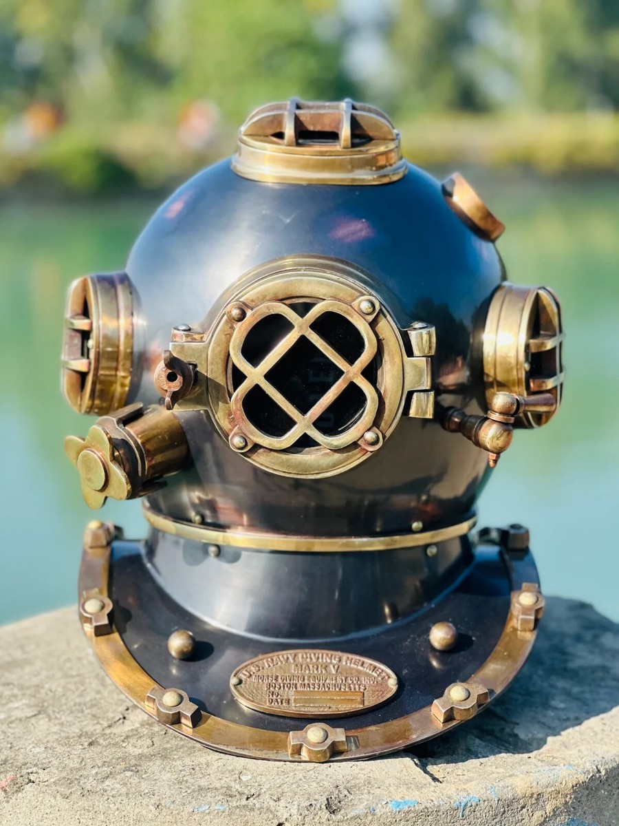 CHROME SCUBA DIVING SEA DEEP MARINE US NAVY MARK DIVERS HELMET