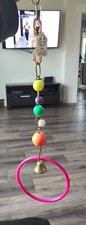Bird Toy Medium Parrot 7" Hoop/Beads/Chain Hangs 25" NEW Free Shipping